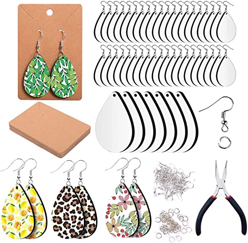 Phinicco 136 Pcs Sublimation Earring Blanks 30 Pcs Earrings with Earring Hooks and Pliers Jewelry Craft Kit for Sublimation Jewelry Making Earring DIY